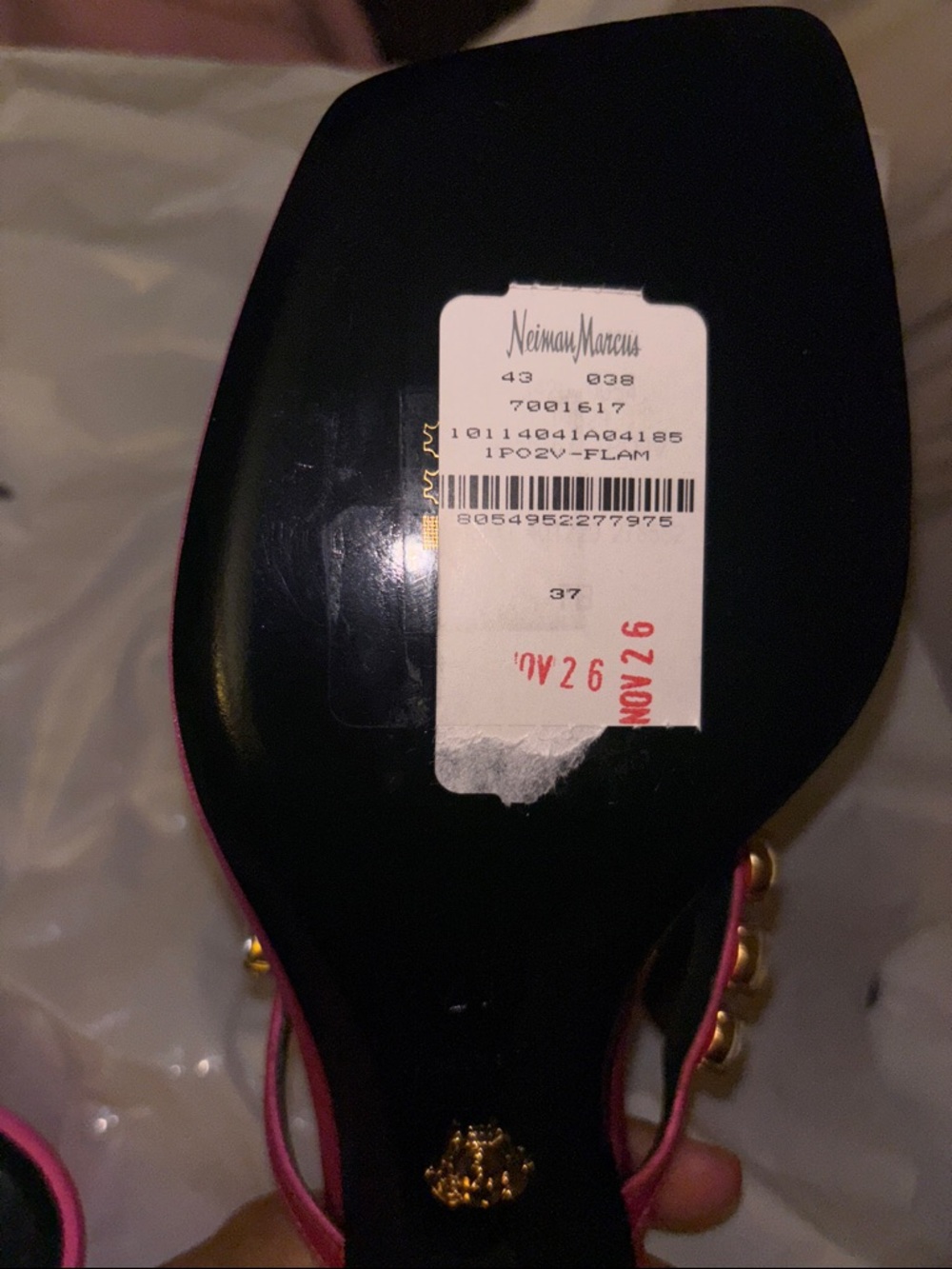 Versace Hot Pink Satin Jeweled Slide Mules - Picture 3 of 3